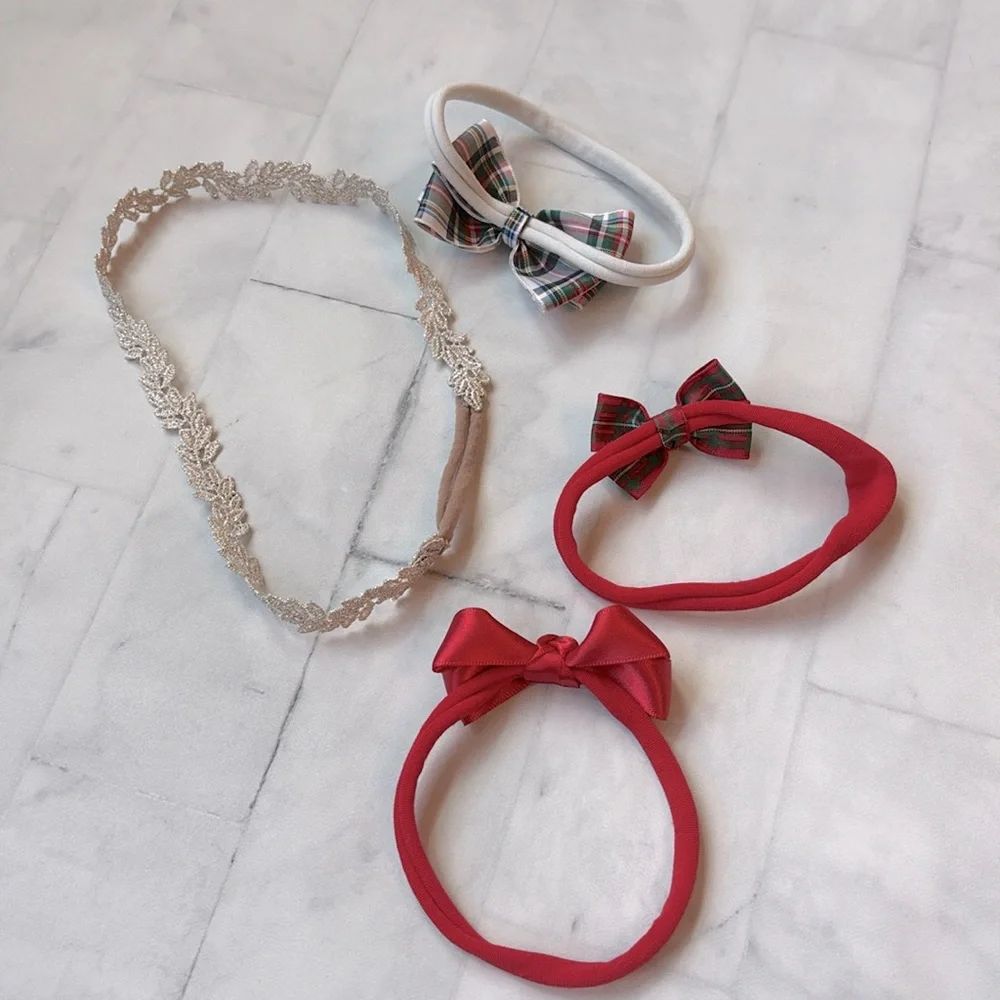 Bundle of Four Christmas Headbands for Baby Girls